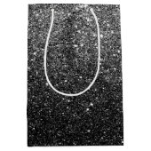 Elegant Faux Black Glitter Medium Cadeauzakje (Voorkant)