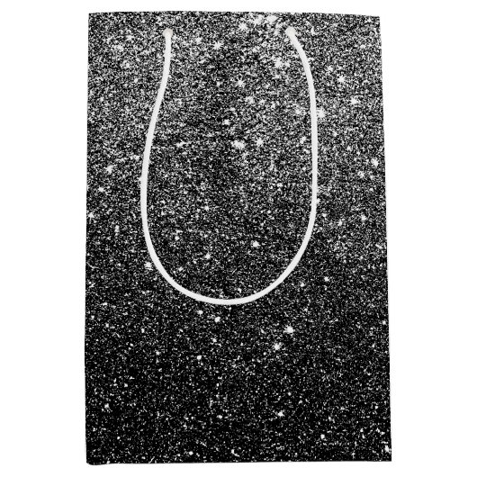 Elegant Faux Black Glitter Medium Cadeauzakje (Voorkant)