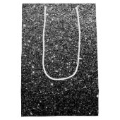 Elegant Faux Black Glitter Medium Cadeauzakje (Achterkant)