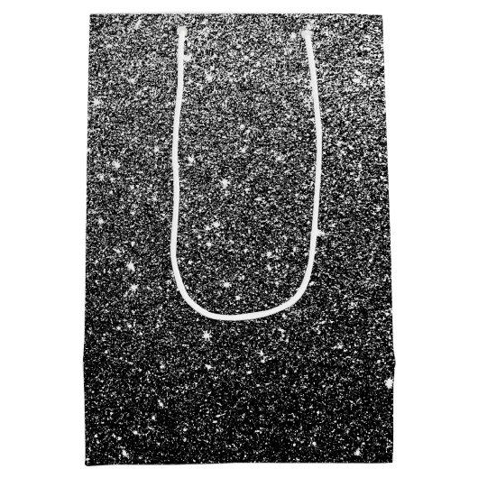Elegant Faux Black Glitter Medium Cadeauzakje (Achterkant)