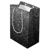Elegant Faux Black Glitter Medium Cadeauzakje (Achterkant Gekanteld)
