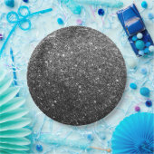 Elegant Faux Black Glitter Papieren Bordje (Feest)