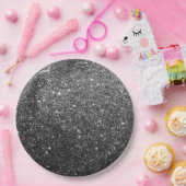 Elegant Faux Black Glitter Papieren Bordje (Feest)