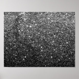 Elegant Faux Black Glitter Poster