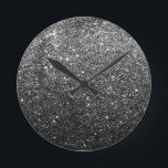 Elegant Faux Black Glitter Ronde Klok<br><div class="desc">Elegant Faux Black Glitter</div>