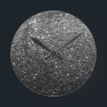 Elegant Faux Black Glitter Ronde Klok<br><div class="desc">Elegant Faux Black Glitter</div>