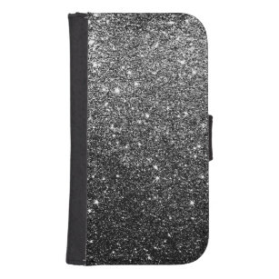Elegant Faux Black Glitter Galaxy S4 Portemonnee Hoesje