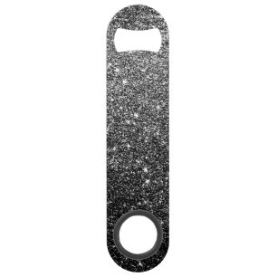 Elegant Faux Black Glitter Speed Flessenopener