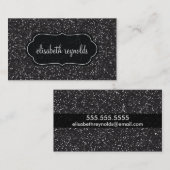 Elegant FAUX Black Glitter Visitekaartjes (Voorkant / Achterkant)