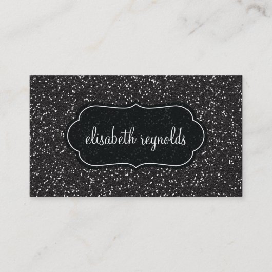 Elegant FAUX Black Glitter Visitekaartjes (Voorkant)