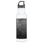 Elegant Faux Black Glitter Waterfles (Voorkant)