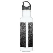 Elegant Faux Black Glitter Waterfles (Achterkant)