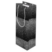 Elegant Faux Black Glitter Wijn Cadeautas (Voorkant Gekanteld)