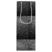 Elegant Faux Black Glitter Wijn Cadeautas (Voorkant)
