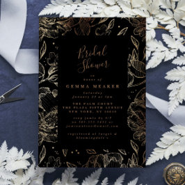 Elegant Faux Black Gold Floral Vrijgezellenfeest