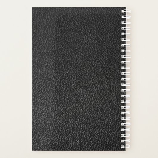 Elegant Faux Black Leather Personalized Teacher Planner (Achterkant)
