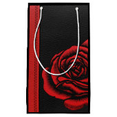 Elegant Faux Black Red Leather Roos Klein Cadeauzakje (Voorkant)