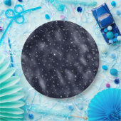 Elegant Faux Blue Foil Silver Stars Christmas  Papieren Bordje (Feest)