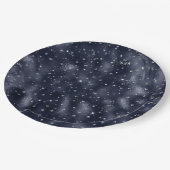 Elegant Faux Blue Foil Silver Stars Christmas  Papieren Bordje (Gekanteld)