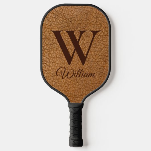 Elegant Faux Bruin Initiaal met een monogramma van Pickleball Paddle (Voorkant)