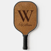 Elegant Faux Bruin Initiaal met een monogramma van Pickleball Paddle (Achterkant)
