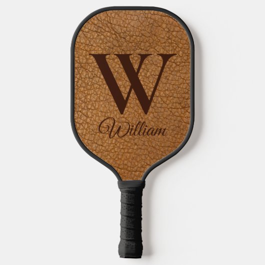 Elegant Faux Bruin Initiaal met een monogramma van Pickleball Paddle (Achterkant)