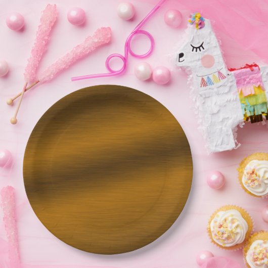 Elegant Faux Brushed Bronze Papieren Bordje (Feest)