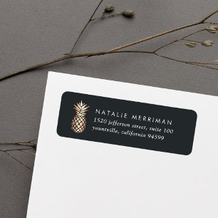 Elegant Faux Copper Pineapple Return Address Etiket