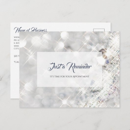 Elegant FAUX Diamond Glitter Sparkle Appointment Briefkaart (Voorkant / Achterkant)