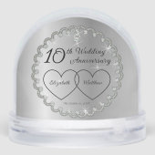 Elegant Faux Diamond Look 10th Wedding Anniversary Sneeuwbol (Achterkant)