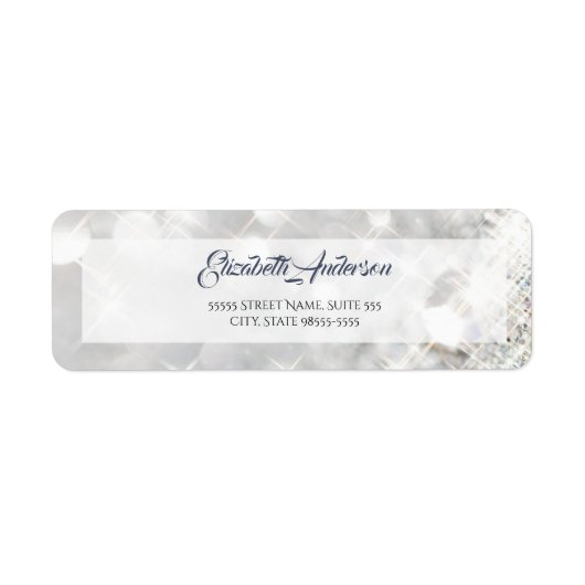 Elegant FAUX Diamond White Glitter Sparkle Etiket (Voorkant)