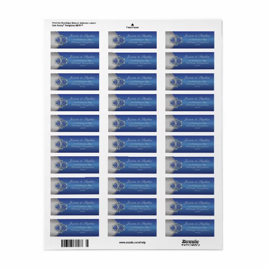 Elegant Faux Diamonds Sapphire Clasps Blue Wedding Etiket (Full Sheet)