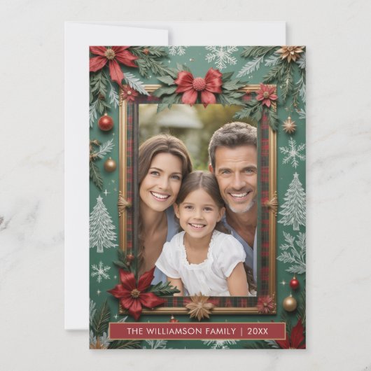 Elegant Faux-Embellished Flat Christmas Feestdagenkaart (Voorkant)