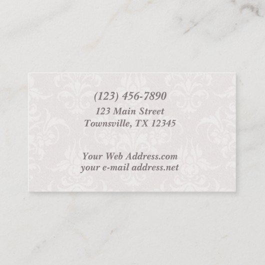Elegant Faux Embossed Damask Visitekaartje (Achterkant)