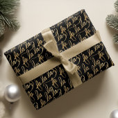 Elegant Faux Fa la Script Typografie Black & Gold Cadeaupapier