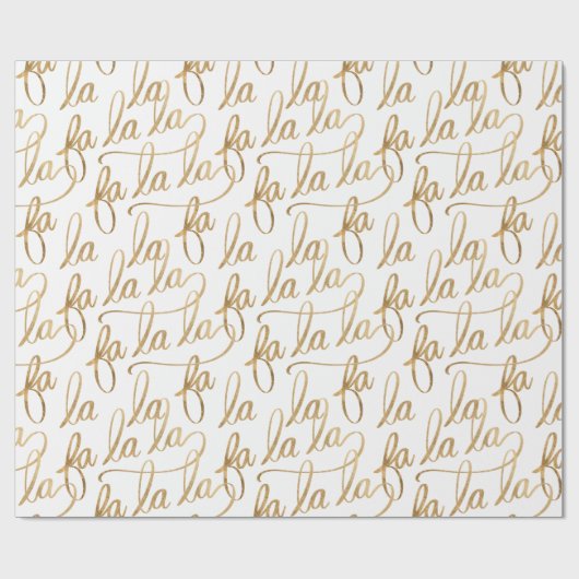 Elegant Faux Fa la Script Typografie Gold & White Cadeaupapier (Vlak)