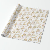 Elegant Faux Fa la Script Typografie Gold & White Cadeaupapier (Uitgerold)