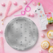 Elegant Faux Foil Silver Stars Christmas  Papieren Bordje (Feest)