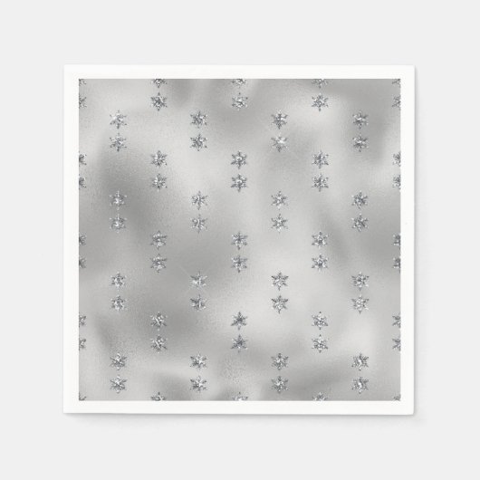 Elegant Faux Foil Silver Stars Christmas  Servet (Voorkant)
