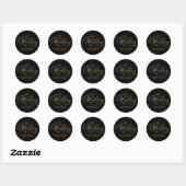 Elegant Faux Folie Black Gold Calligraphy Wedding Ronde Sticker (Vel)