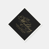 Elegant Faux Folie Black Gold Calligraphy Wedding Servet (Hoek)