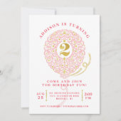 Elegant Faux Folie Lacy Balloon 2e verjaardag Kaart (Voorkant)