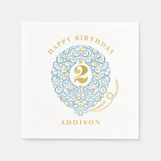 Elegant Faux Folie Lacy Balloon 2e verjaardag Servet (Voorkant)