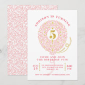 Elegant Faux Folie Lacy Balloon 5e verjaardag Kaart (Voorkant / Achterkant)