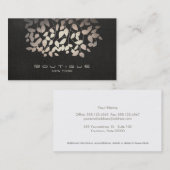 Elegant Faux Folie Leaves en Black Linen Visitekaartje (Voorkant / Achterkant)