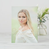 Elegant faux-folie manuscript enig foto afstuderen kaart (Staand voorkant)