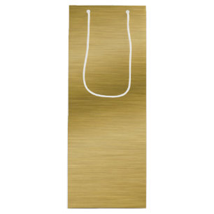Elegant Faux Geborsteld Gouden Kunstwerk Wijn Cadeautas