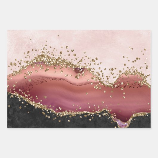 elegant faux glitter agate-patroon Verpakkingspapi Inpakpapier Vel (Voorkant 3)