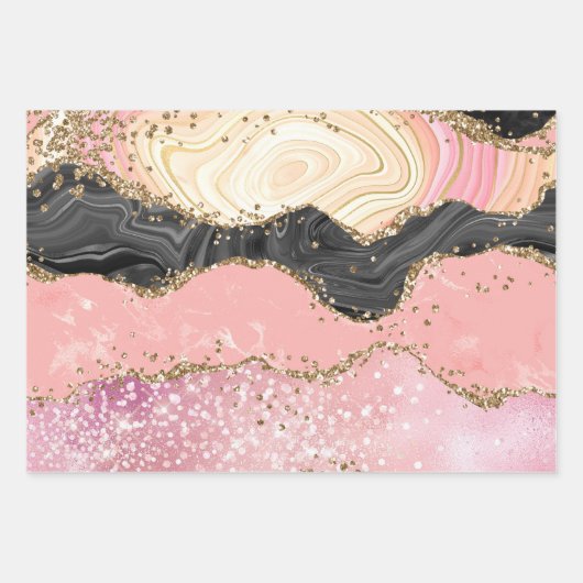elegant faux glitter agate-patroon Verpakkingspapi Inpakpapier Vel (Voorkant 2)