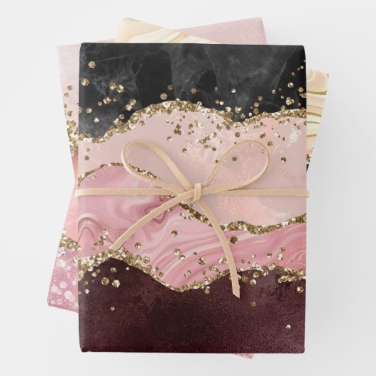 elegant faux glitter agate-patroon Verpakkingspapi Inpakpapier Vel (In situ)